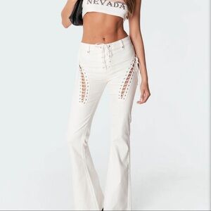 Edikted Engine White Flared Pants